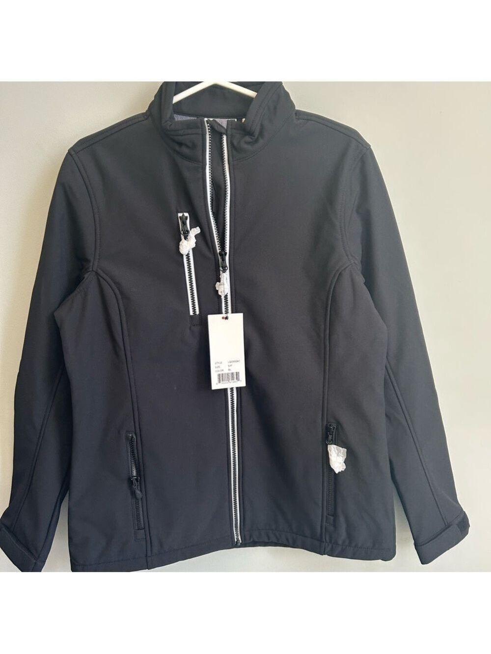 Black Softshell Jacket with Zipper Details